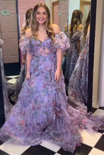 Load image into Gallery viewer, A-Line Off The Shoulder Long Tulle Prom Party Dress With Belt