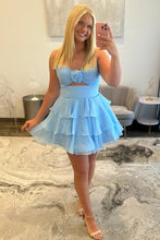 Load image into Gallery viewer, Well-made A Line Sweetheart Yellow Short Homecoming Dress with Ruffles Keyhole