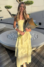 Load image into Gallery viewer, Beautiful A Line Spaghetti Straps Yellow Long Prom Dress with Ruffles