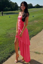 Load image into Gallery viewer, Beautiful A Line Strapless Blue Long Prom Dress with Ruffles