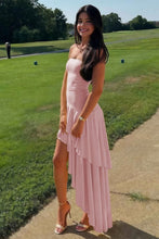 Load image into Gallery viewer, Beautiful A Line Strapless Blue Long Prom Dress with Ruffles