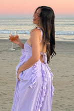 Load image into Gallery viewer, Beautiful A Line Strapless Lilac Long Prom Dress with Ruffles