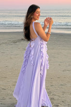 Load image into Gallery viewer, Beautiful A Line Strapless Lilac Long Prom Dress with Ruffles