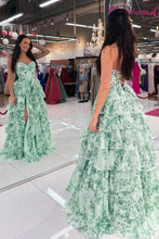 Load image into Gallery viewer, Pretty A Line Sweetheart Pink Corset Prom Dress with Appliques Ruffles