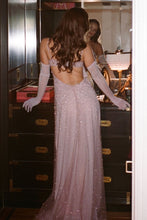 Load image into Gallery viewer, Shine A Line Spaghetti Straps Grey Blue Long Prom Dress