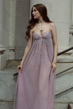 Load image into Gallery viewer, Shine A Line Spaghetti Straps Grey Blue Long Prom Dress with Beading