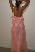 Load image into Gallery viewer, Bling Sheath Spaghetti Straps Pink Long Prom Dress with Beading
