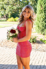 Load image into Gallery viewer, Bling Sheath Sweetheart Red Short Homecoming Dress with Beading