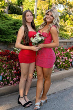 Load image into Gallery viewer, Bling Sheath Sweetheart Red Short Homecoming Dress with Beading