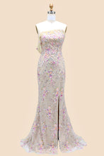 Load image into Gallery viewer, Gorgeous Mermaid One Shoulder Pink Sequins Prom Dress with Floral Embellishments