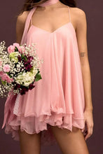 Load image into Gallery viewer, Blush Pink Chiffon Tiered Ruffle Babydoll Homecoming Dress with Spaghetti Straps