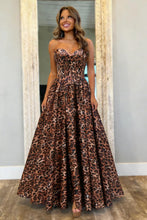 Load image into Gallery viewer, Trendy A Line Bold Leopard Print Sweetheart Brown Prom Dress with Corset Bodice