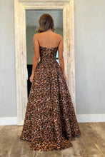 Load image into Gallery viewer, Trendy A Line Bold Leopard Print Sweetheart Brown Prom Dress with Corset Bodice