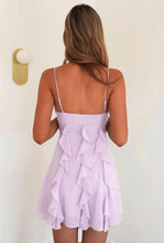 Load image into Gallery viewer, Chic A Line Spaghetti Straps Light Blue Short Homecoming Dress with Ruffles