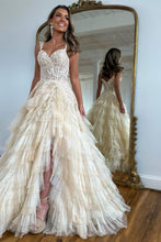 Load image into Gallery viewer, Princess A Line Off the Shoulder Pink Corset Prom Dress with Appliques