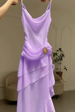 Load image into Gallery viewer, Charming A Line Spaghetti Straps Blue Prom Dress with Asymmetrical Ruffles