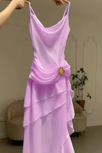 Load image into Gallery viewer, Charming A Line Spaghetti Straps Blue Prom Dress with Asymmetrical Ruffles