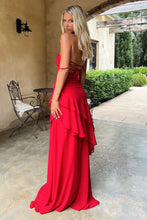 Load image into Gallery viewer, Charming A Line Spaghetti Straps Red Long Prom Dress with Ruffles