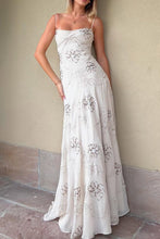 Load image into Gallery viewer, Beautiful A Line Spaghetti Straps White Long Party Dress with Criss Cross Back