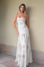 Load image into Gallery viewer, Beautiful A Line Spaghetti Straps White Long Party Dress with Criss Cross Back
