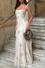 Load image into Gallery viewer, Beautiful A Line Spaghetti Straps White Long Party Dress with Criss Cross Back