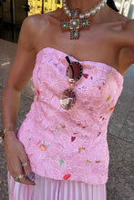 Load image into Gallery viewer, Charming A Line Strapless Pink Long Prom Dress with Embroidery