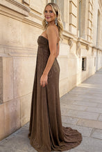 Load image into Gallery viewer, Charming A Line Sweetheart Brown Long Prom Dress with Beading