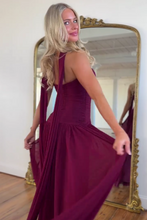Load image into Gallery viewer, Charming A Line Sweetheart Burgundy Long Prom Dress with Keyhole