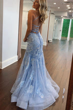 Load image into Gallery viewer, Charming Glitter Mermaid Lace Up Back Long Prom Dress With Appliques
