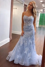 Load image into Gallery viewer, Charming Glitter Mermaid Lace Up Back Long Prom Dress With Appliques
