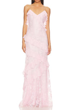Load image into Gallery viewer, Charming Mermaid Spaghetti Straps Light Pink Long Prom Dress with Ruffles