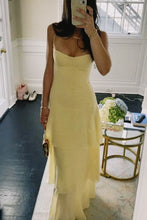 Load image into Gallery viewer, Charming Mermaid Spaghetti Straps Yellow Long Prom Dress with Ruffles