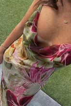 Load image into Gallery viewer, Charming Sheath Halter Neck Floral Printed Long Party Dress with Embroidery