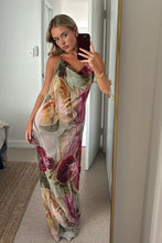 Load image into Gallery viewer, Charming Sheath Halter Neck Floral Printed Long Party Dress with Embroidery