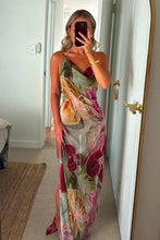 Load image into Gallery viewer, Charming Sheath Halter Neck Floral Printed Long Party Dress with Embroidery