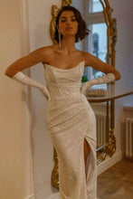 Load image into Gallery viewer, Charming Sweetheart Silver Sequins Long Party Dress