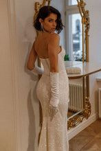 Load image into Gallery viewer, Charming Sweetheart Silver Sequins Long Party Dress