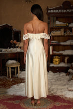 Load image into Gallery viewer, Charming A Line Off the Shoulder White Tea Length White Party Dress with Lace