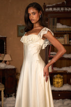 Load image into Gallery viewer, Charming A Line Off the Shoulder White Tea Length White Party Dress with Lace