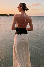 Load image into Gallery viewer, Hot Mermaid Halter Neck Light Blue Long Party Dress with Lace