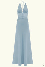 Load image into Gallery viewer, Hot Mermaid Halter Neck Light Blue Long Party Dress with Lace