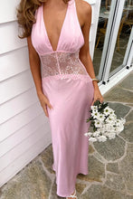 Load image into Gallery viewer, Hot Mermaid Halter Neck Light Blue Long Party Dress with Lace