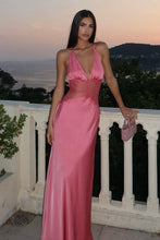 Load image into Gallery viewer, Hot Mermaid Halter Neck Light Blue Long Party Dress with Lace