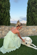 Load image into Gallery viewer, Chic A Line Halter Neck Light Green Long Prom Dress with Ruffles