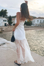 Load image into Gallery viewer, Chic A Line Spaghetti Straps White Long Prom Dress with Lace