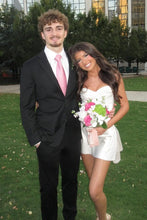 Load image into Gallery viewer, Chic A Line Spaghetti Straps White Short Homecoming Dress with Ruched