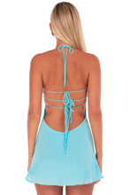 Load image into Gallery viewer, Chic A Line Spaghetti Straps Light Blue Short Homecoming Dress with Sequins