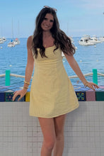 Load image into Gallery viewer, Chic A Line Square Neck Light Yellow Plaid Short Homecoming Dress