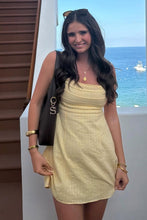 Load image into Gallery viewer, Chic A Line Square Neck Light Yellow Plaid Short Homecoming Dress