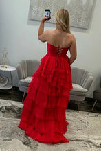 Load image into Gallery viewer, Elegant A Line Sweetheart Black Corset Prom Dress with Ruffles